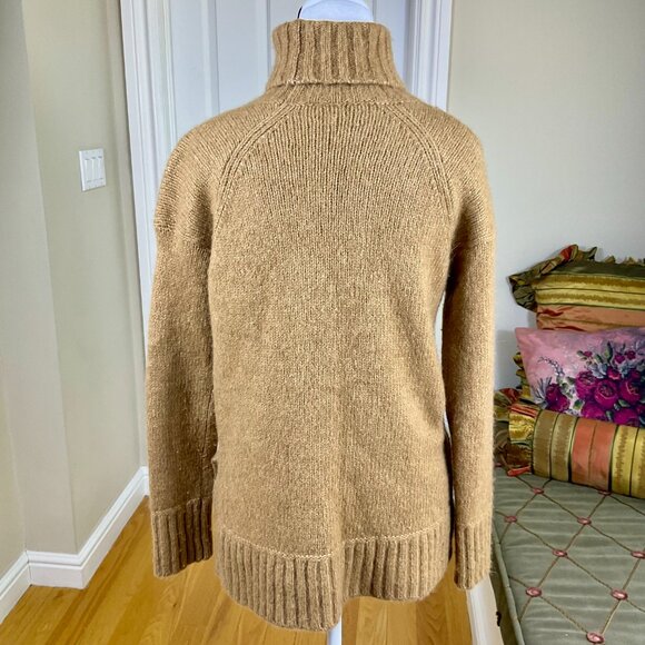 Everlane Sweater Turtleneck Wool Alpaca Pima Chunky Knit Camel Brown (S) - Picture 3 of 6